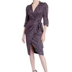Rebecca Taylor Wild Rose Silk Blend Faux Wrap Dress Size 2